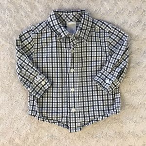 Gymboree 6-12 Months Button Down Shirt Black Plaid